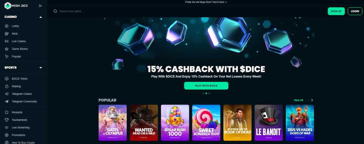 Mega Dice Casino - Alles draait om crypto, snelheid en een flinke bak aan spellen